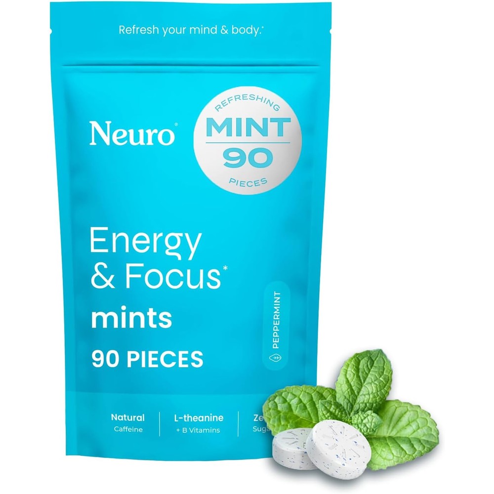 Neuro Energy and Focus Peppermint Mints front view 90 count bag