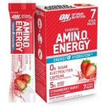 Optimum Nutrition Essential Amino Energy Electrolytes Strawberry Burst 7 Pack front view for hydration.