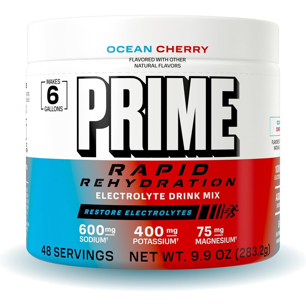Prime Hydration Rapid Rehydration Ocean Cherry 48 serving tub front view