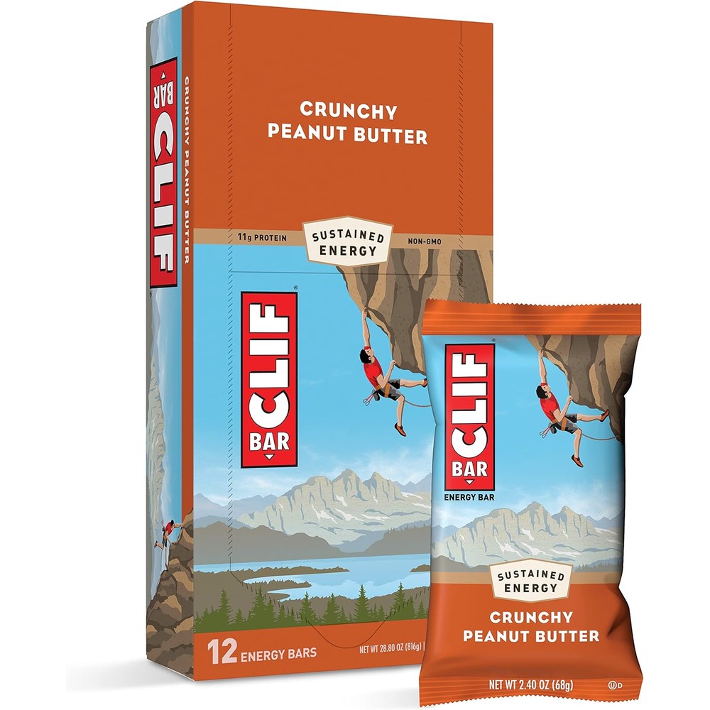 CLIF Bar Crunchy Peanut Butter 12 Count Box Front View