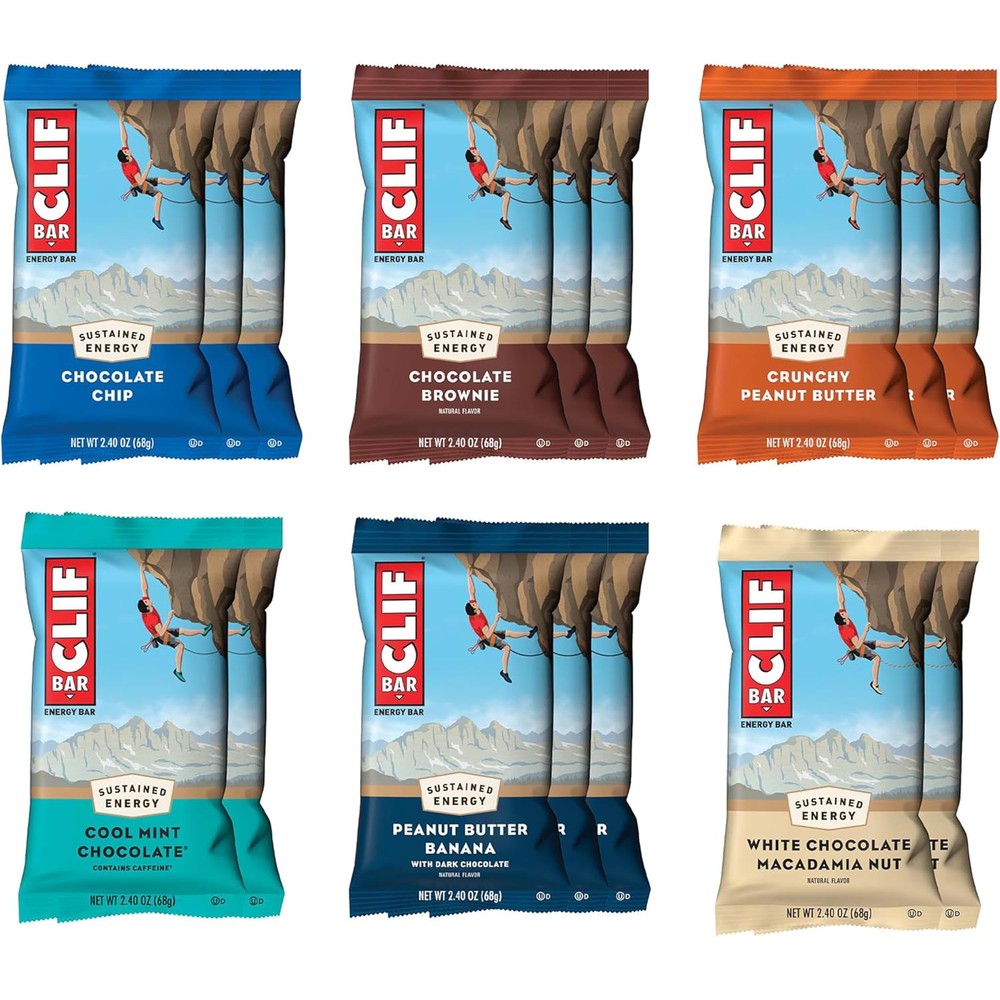 CLIF BAR Variety Pack 16 Count front view energy bars for athletes.