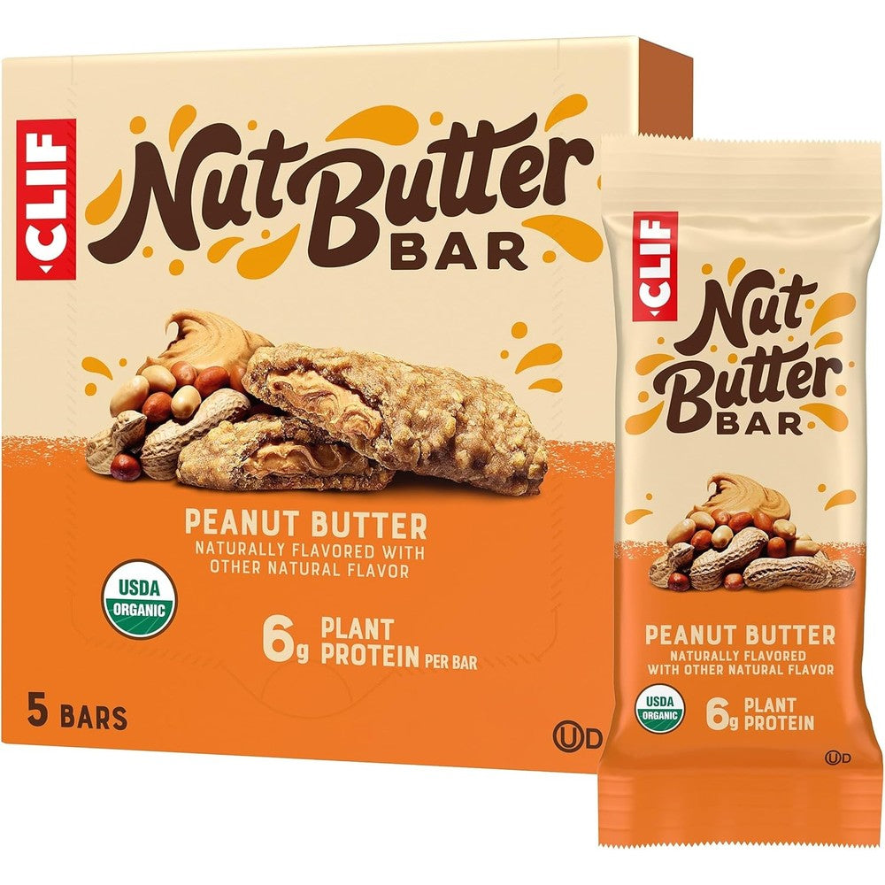 CLIF Bar Nut Butter Peanut Butter 5 Pack front view energy snack bars