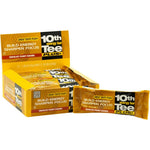 10th Tee Plus+ Chocolate Peanut Caramel Energy Bar front packaging showing 12 count box.