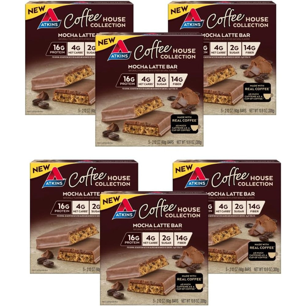 Atkins Coffee House Mocha Latte Meal Bar front view low carb snack