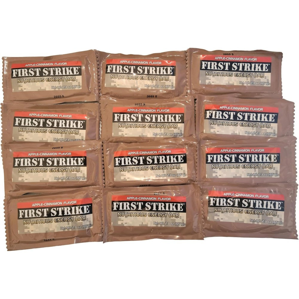 Epidemic Proof First Strike Apple Cinnamon Energy Bar front view authentic USA imported MRE ration.