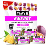 That's It Tropical Passion Energy Mini Bars 15 count pouch front view organic energy snack.