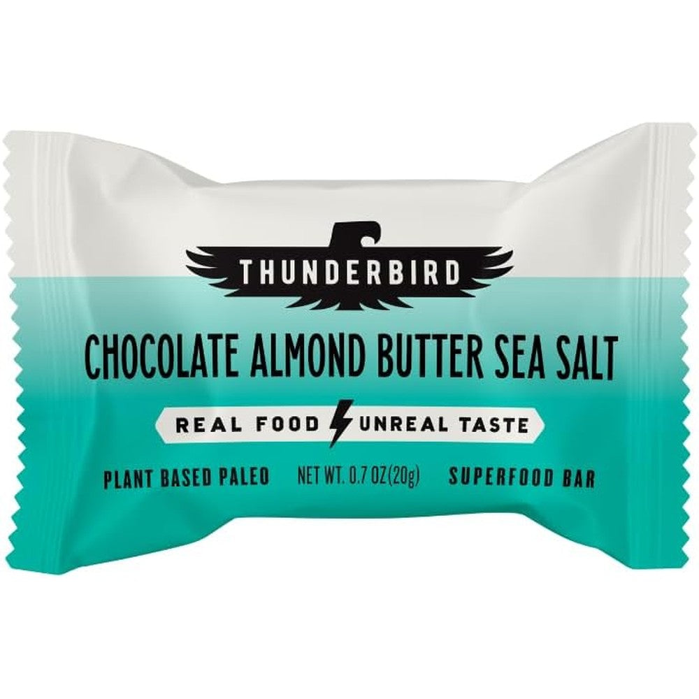 Thunderbird Real Food Bars Chocolate Almond Butter Sea Salt 10 Count Bag front view