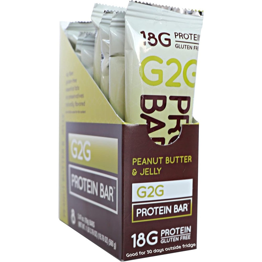 G2G Protein Bar Peanut Butter and Jelly 8 pack front view authentic USA import
