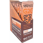 G2G Protein Bar Peanut Butter Coconut Chocolate 8 count pack front view with 18g protein label.