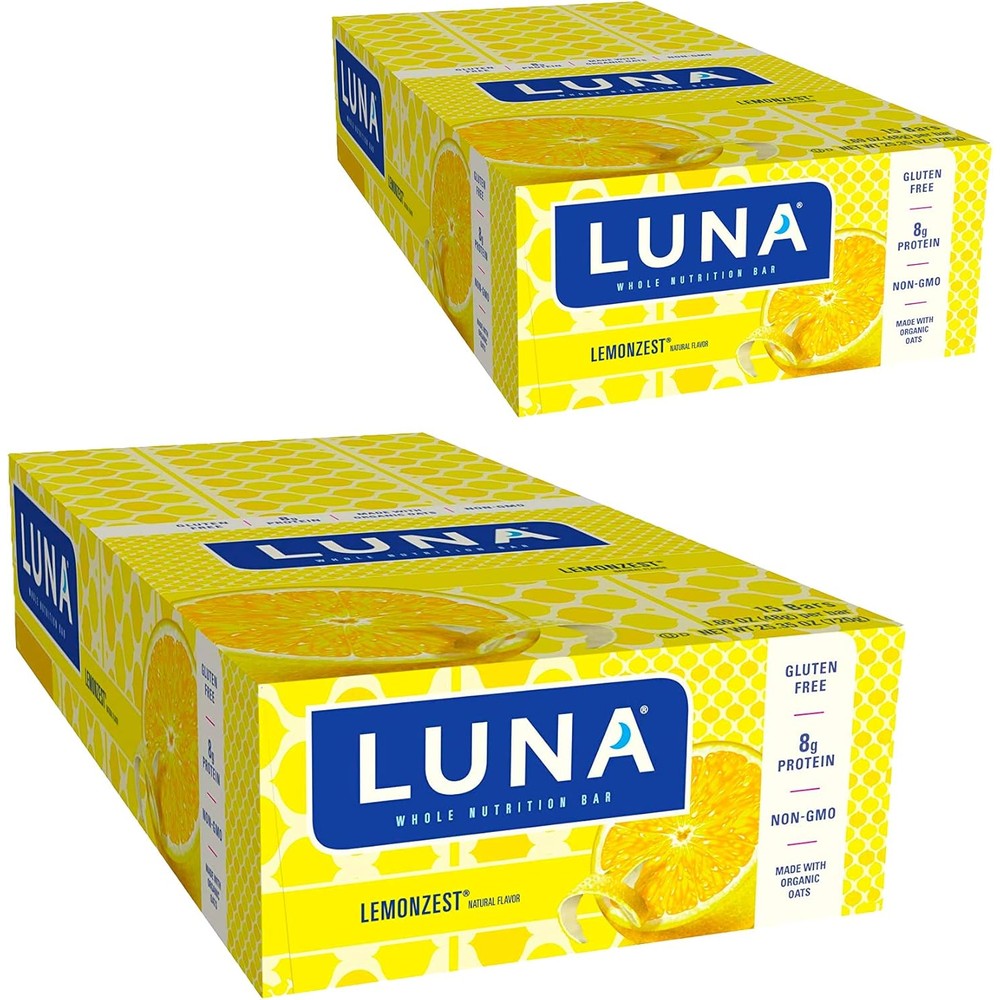 CLIF Bar LUNA Lemon Zest snack bars 30 count box front view