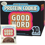 Good Word Double Chocolate Protein Cookie front view of 12 pack box
