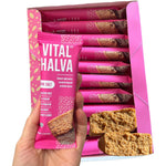 Vital Halva Pink Salt Sesame Bar front packaging showing 12 grams protein label
