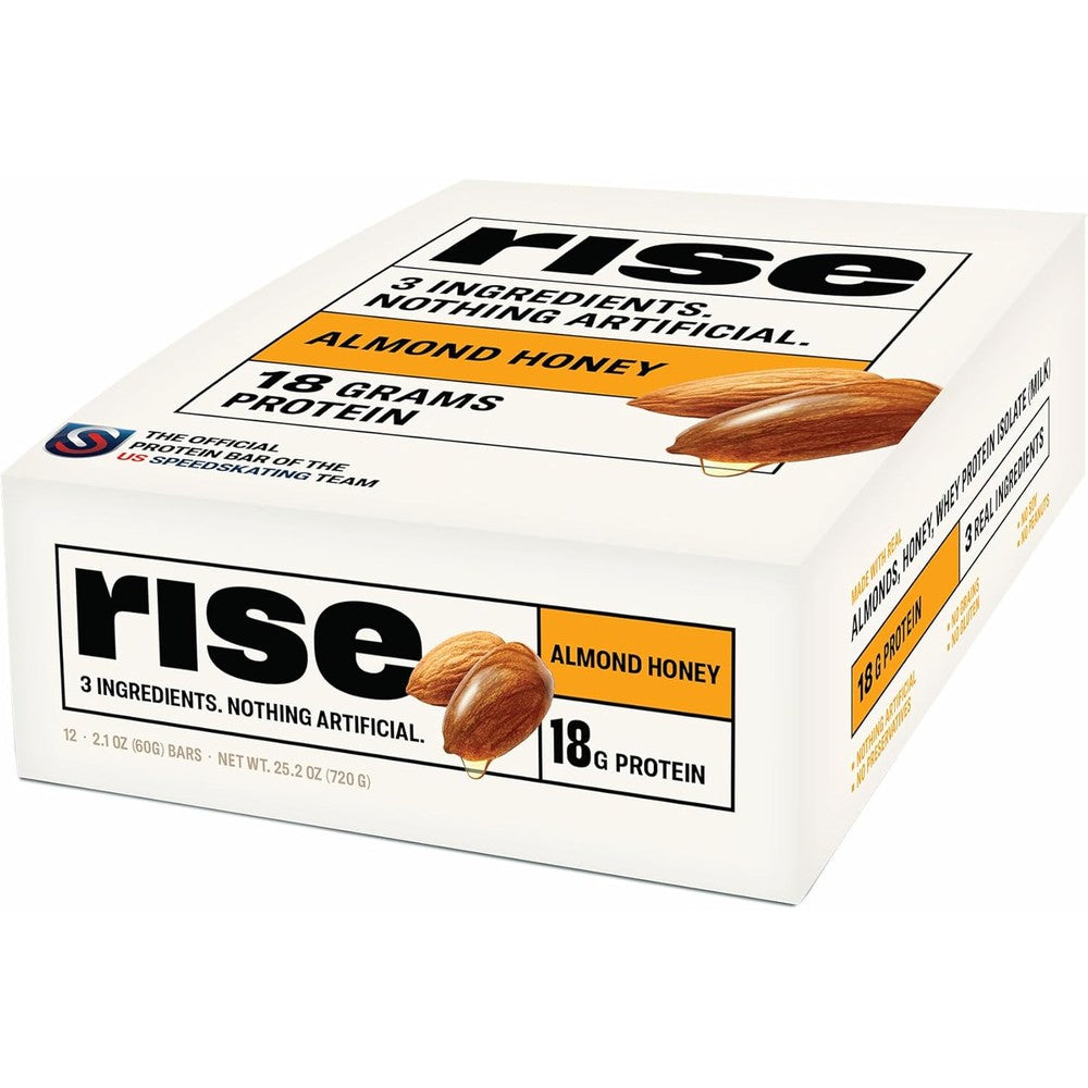 Rise Breakfast Whey Protein Bars Almond Honey, 18g Protein, 2.01 oz (12 Pack)