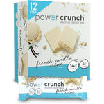 Power Crunch French Vanilla Creme Protein Wafer Bars 12 Count box front view.