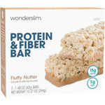 WonderSlim High Fiber Protein Bars Fluffy Nutter 7 pack front view showing protein content