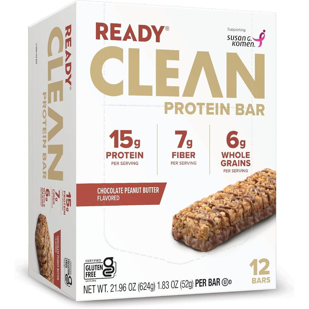 Ready Clean Protein Bars Chocolate Peanut Butter 12 pack front view