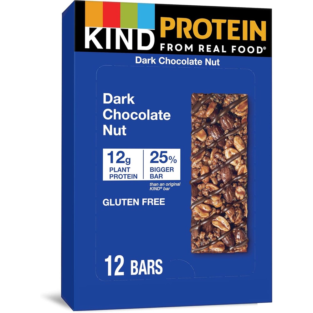 KIND Protein Snack Bar Dark Chocolate Nut front view box of 12