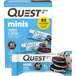 Quest Nutrition Mini Chocolate Chip Cookie Dough Protein Bars box front view high protein snack