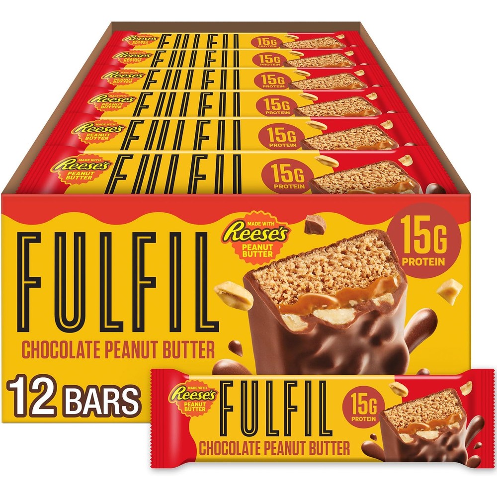 FULFIL Chocolate Salted Caramel Protein Bars 12 count box front view high protein snack