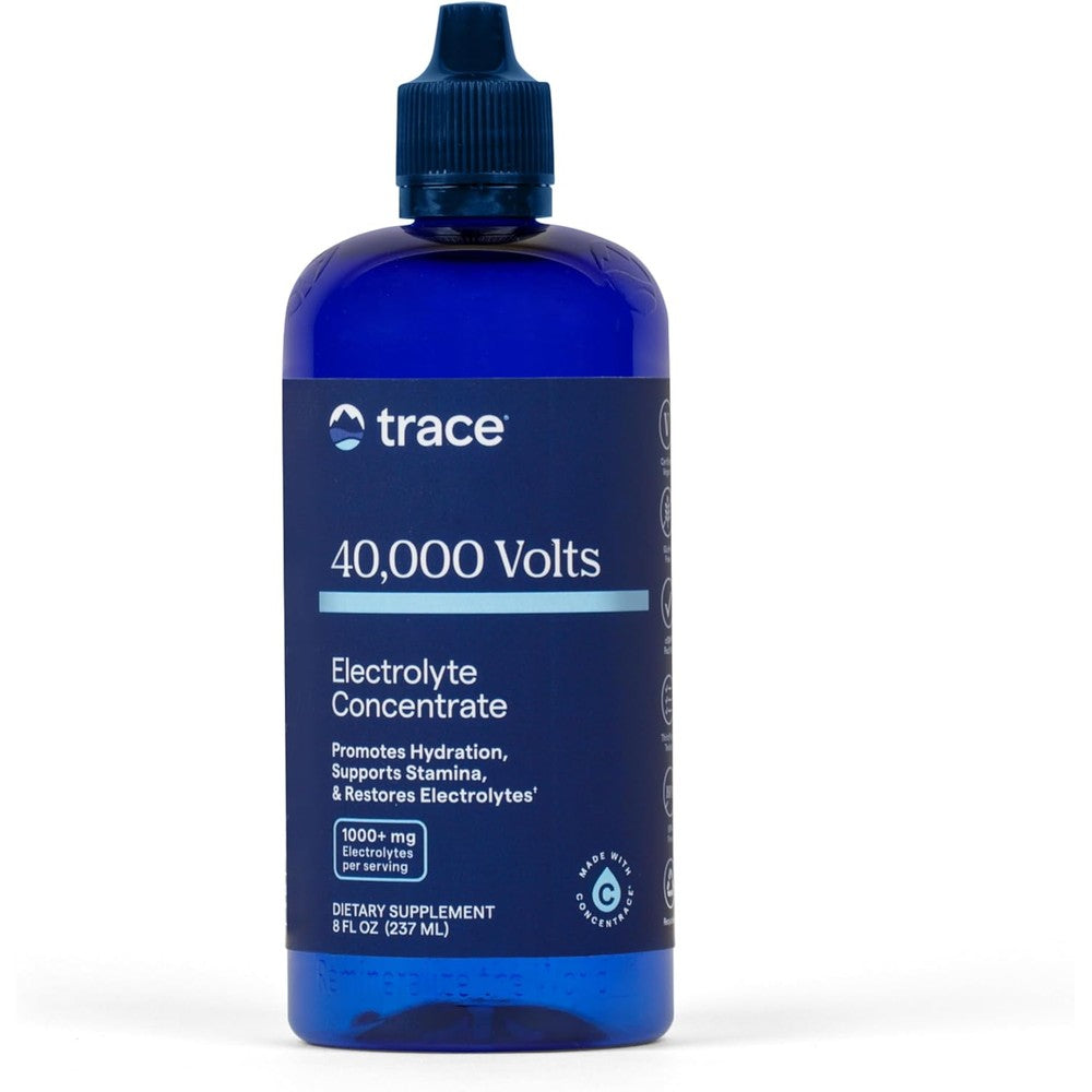 Trace Minerals 40,000 volts electrolyte concentrate front bottle view for hydration
