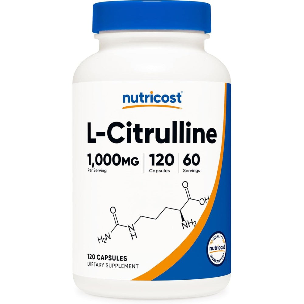 Nutricost L-Citrulline 500mg 120 Capsules bottle front view