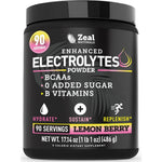 Zeal Naturals electrolyte powder lemon berry 90 servings front view for keto hydration
