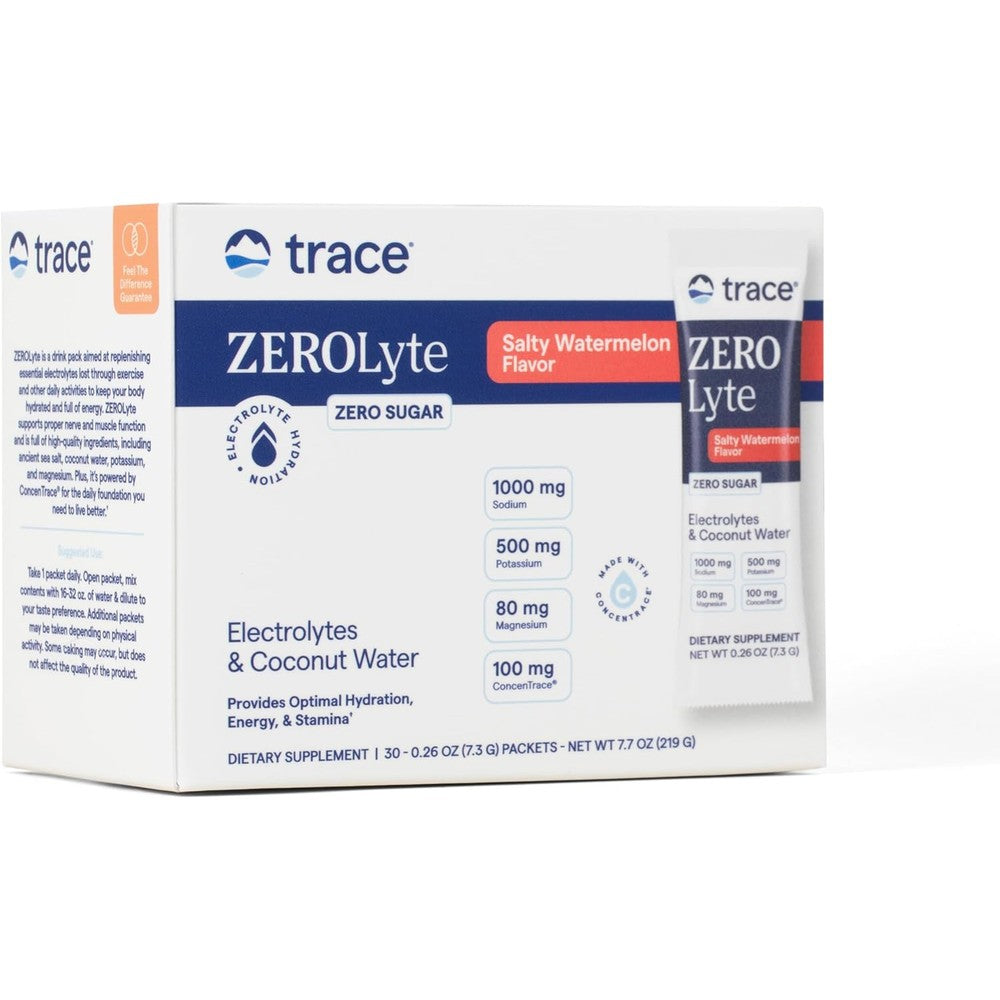 Trace Minerals ZeroLyte Salty Watermelon 30 Packets front view hydration supplement