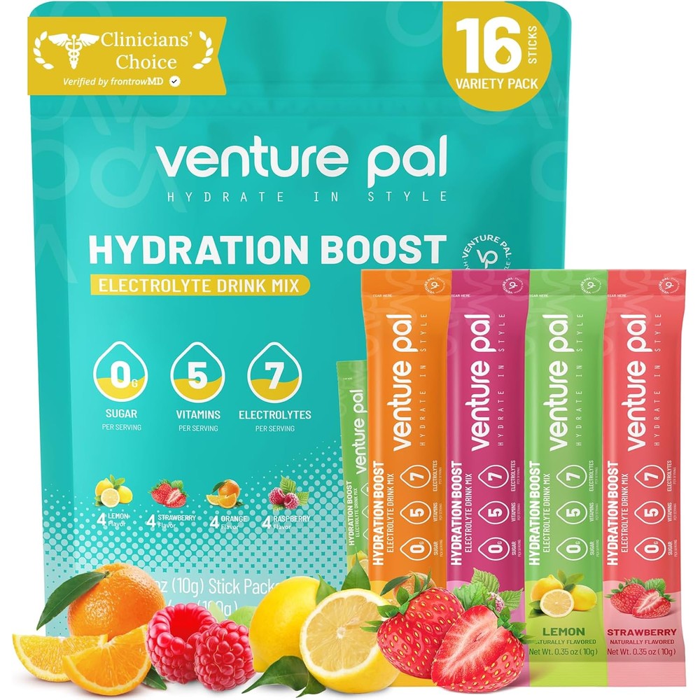 Venture Pal Sugar Free Electrolyte Powder Packets front view hydration sticks.