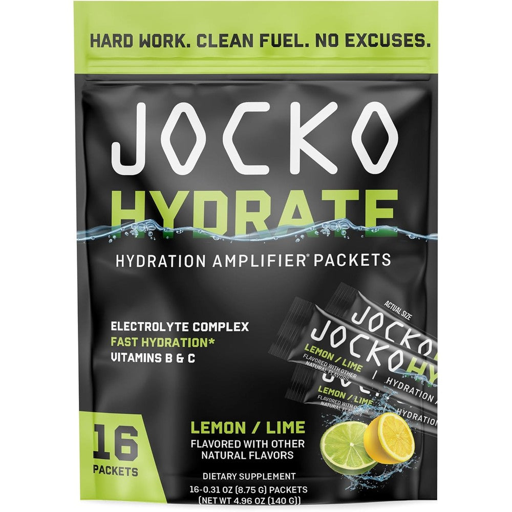 Jocko Fuel Hydration Amplifier Lemon Lime 16 Packets front packaging view