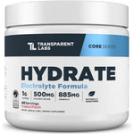 Transparent Labs Hydrate Electrolyte Powder Tropical Punch front view bottle