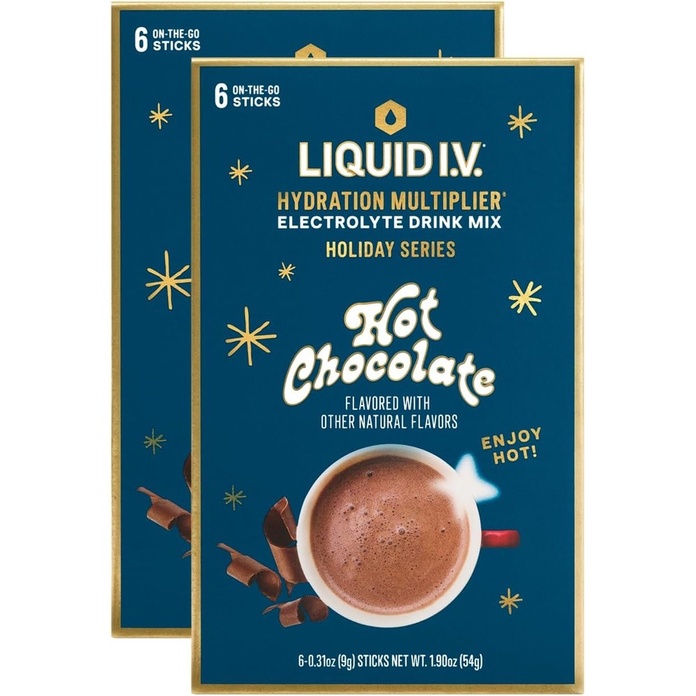 Liquid I.V. Hydration Multiplier Hot Chocolate front view of the two pack box.