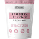 Just Ingredients Raspberry Lemonade Electrolytes 30 serving pouch front view for clean hydration.