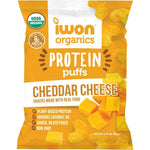 IWON Organics Cheddar Cheese Protein Puffs 8 bag pack front view