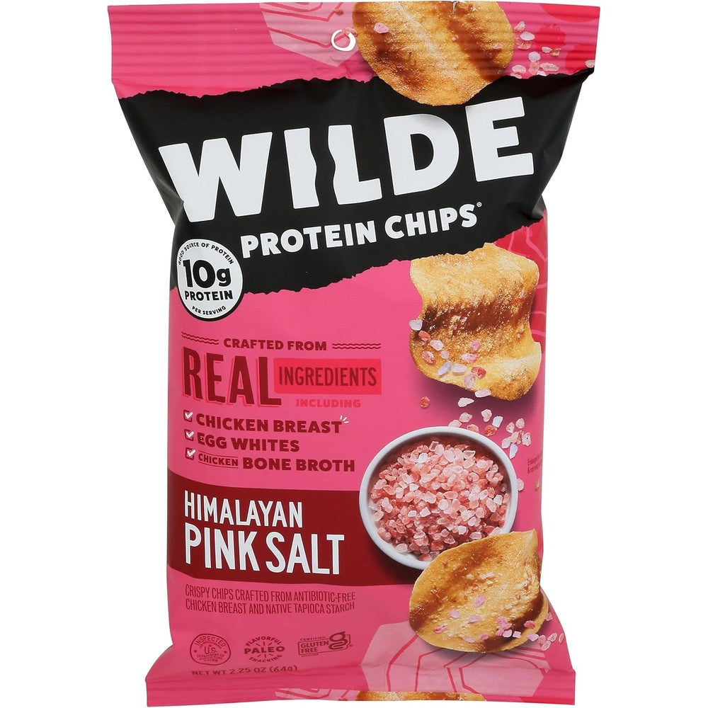 Wilde Brands Himalayan Pink Salt Chicken Chips front packaging view protein snack