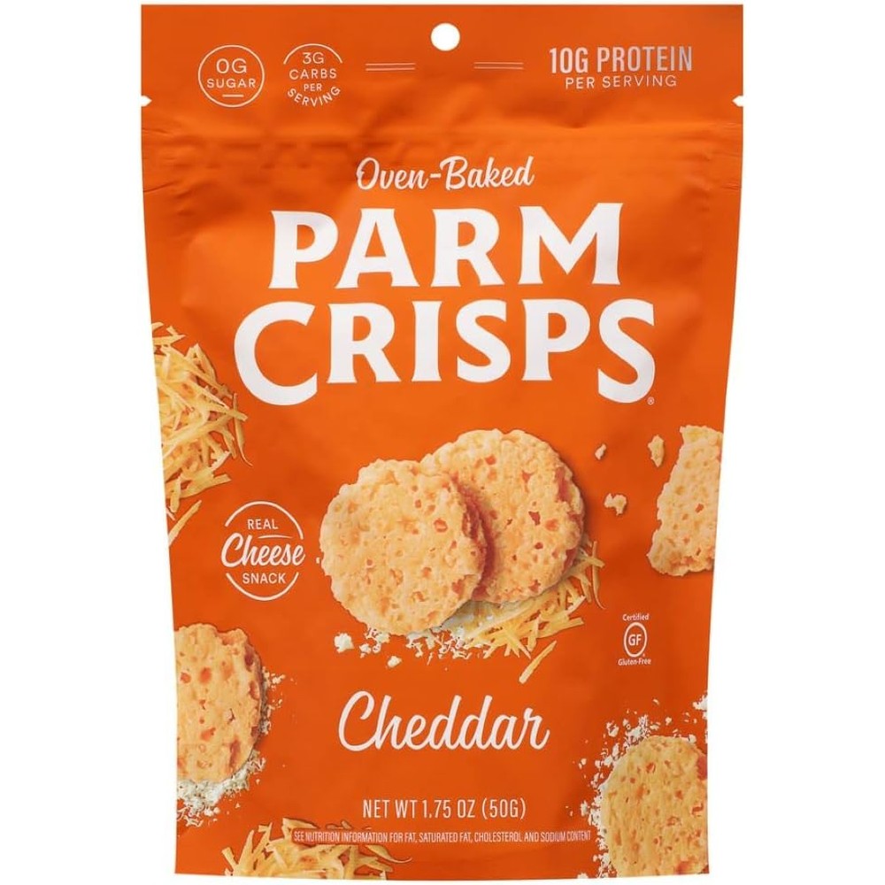 ParmCrisps Cheddar Cheese Crisps front view keto protein snack