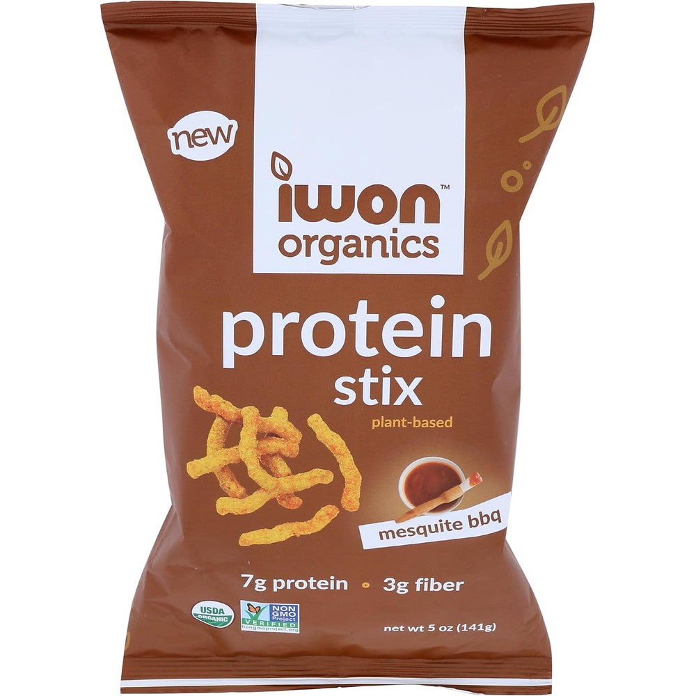 IWON Organics Mesquite BBQ Protein Stix 5 Ounce front view plant-based snack