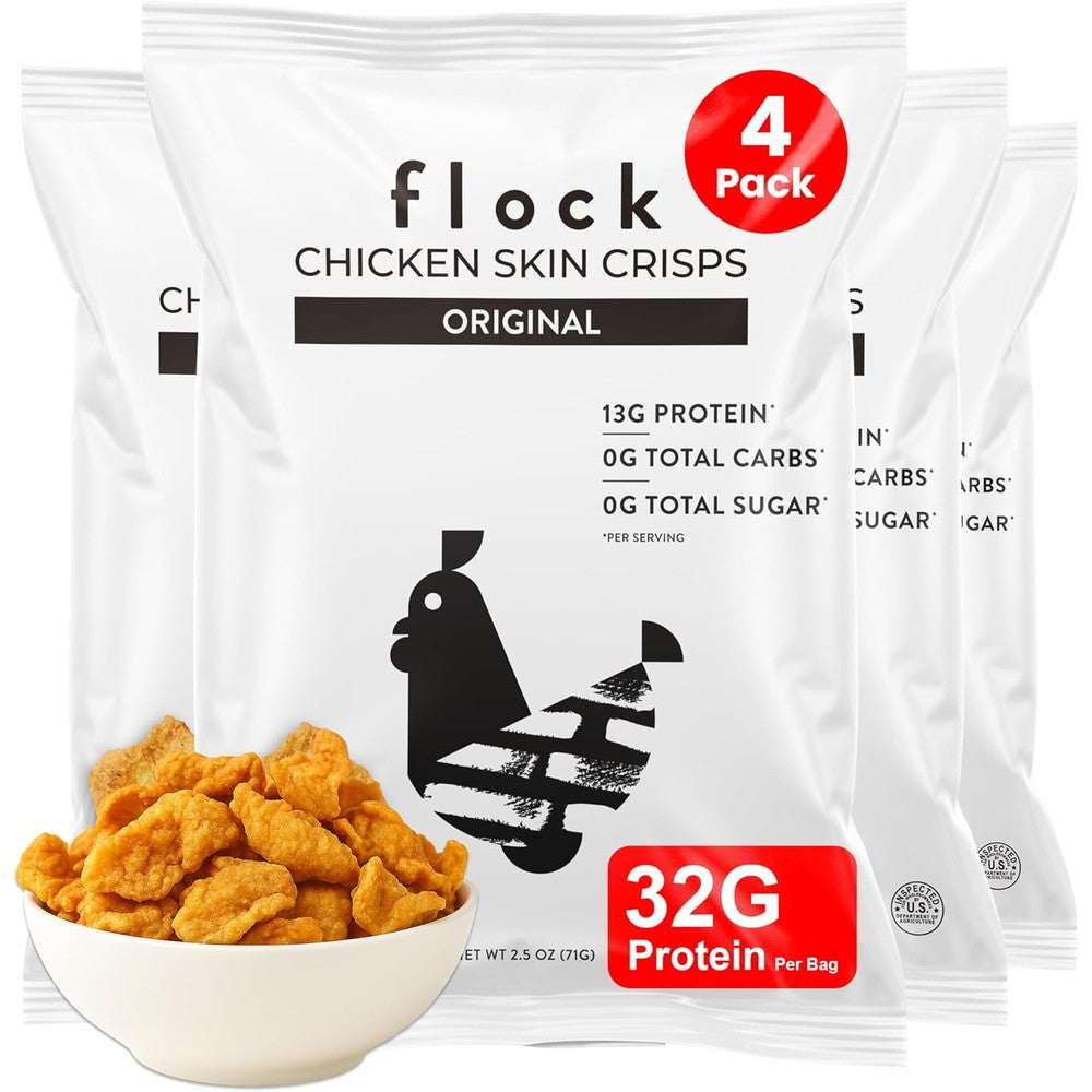 Flock Keto Chicken Skin Chips Original Flavor front view high protein snack