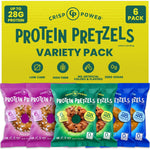 Crisp Power High Protein Pretzels Variety Pack front view of 6 bags