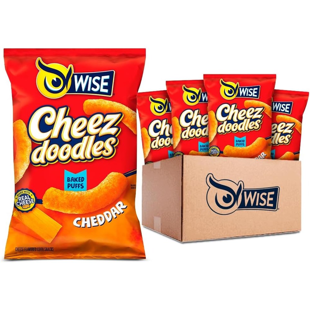 Wise Snacks Cheez Doodles Baked Puffs 12 count front view packaging