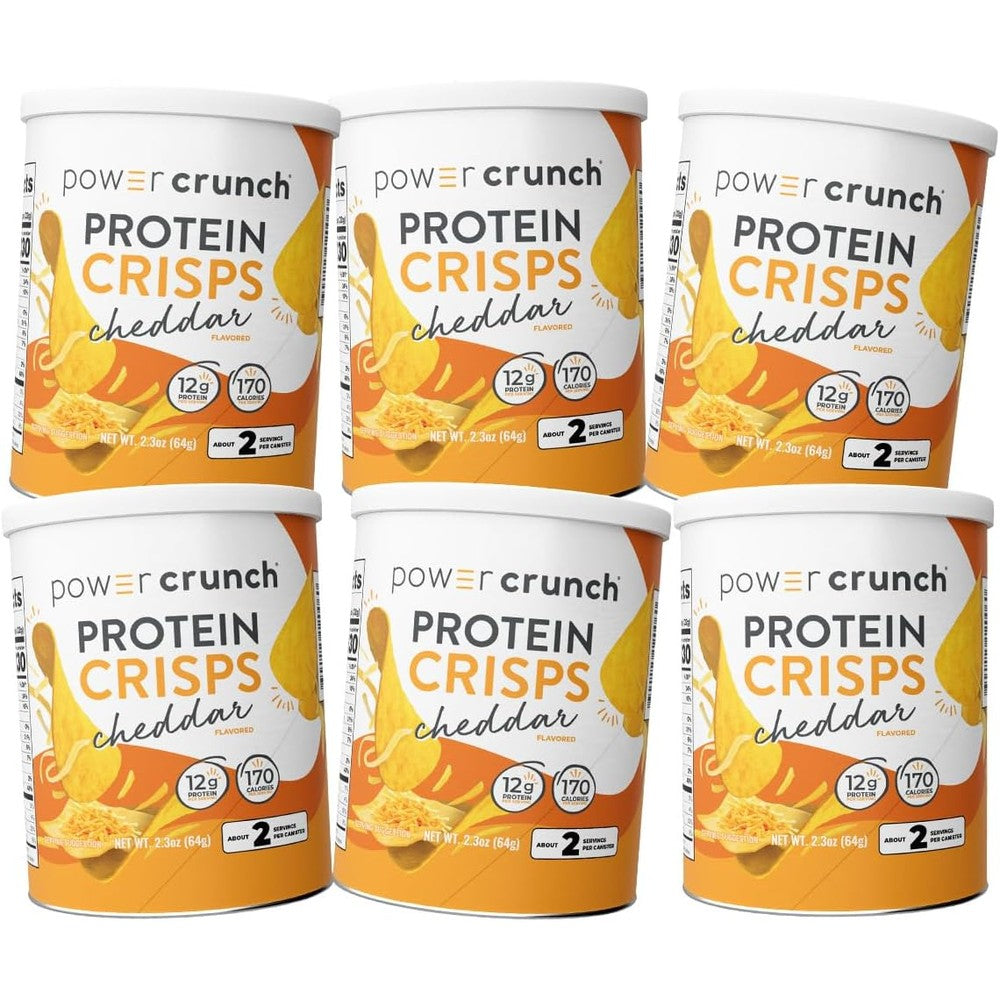 Power Crunch Cheddar Protein Crisps front view high protein snack