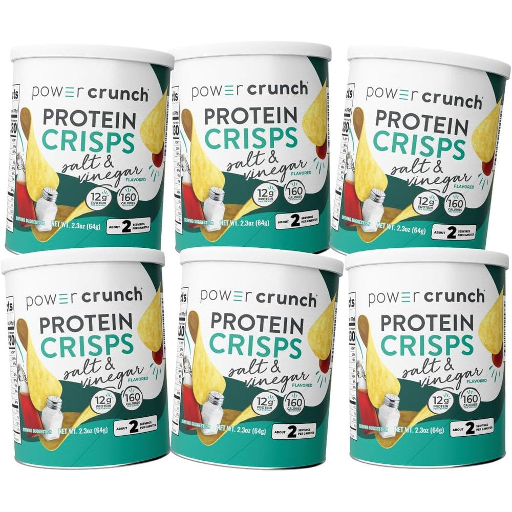 Power Crunch Protein Crisps Salt and Vinegar front view high protein snack