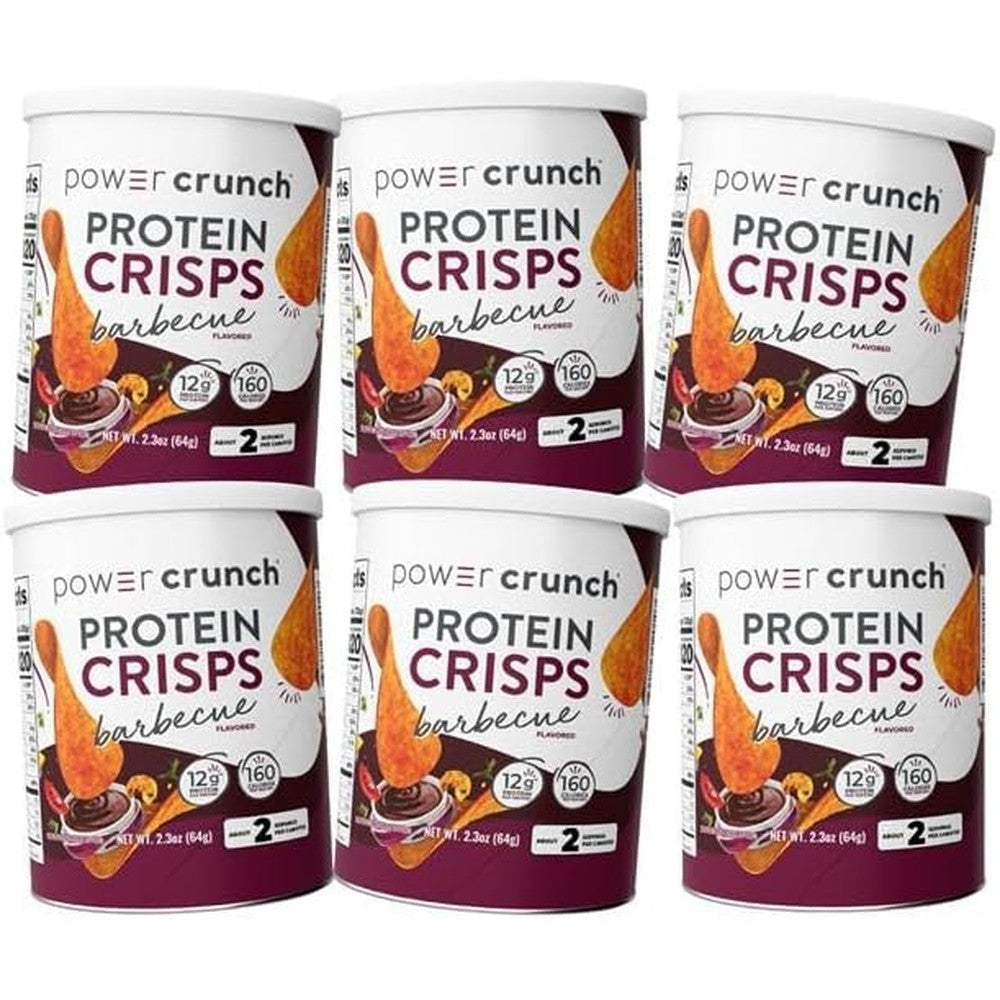 Power Crunch Protein Crisps BBQ Pack of 6 front view showing protein content