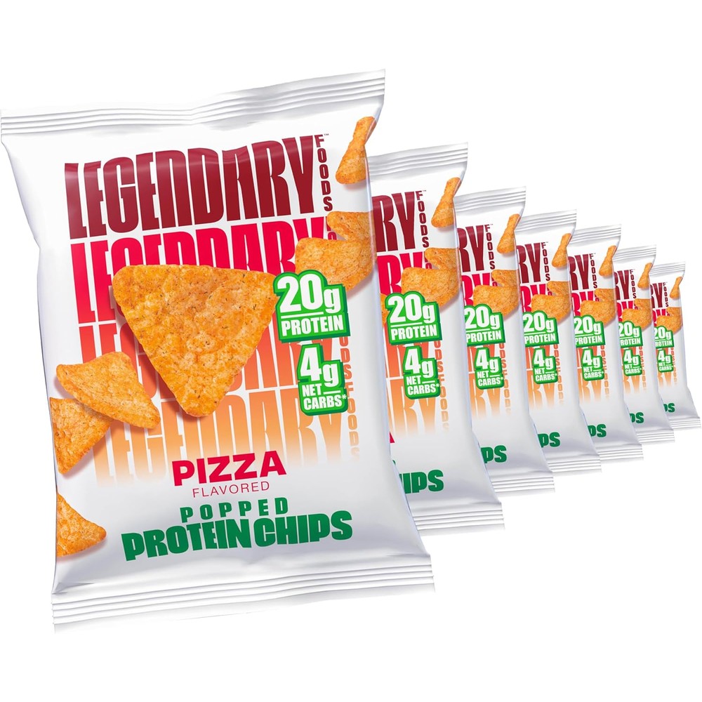 Legendary Foods Pizza Protein Chips front packaging view authentic keto snacks.