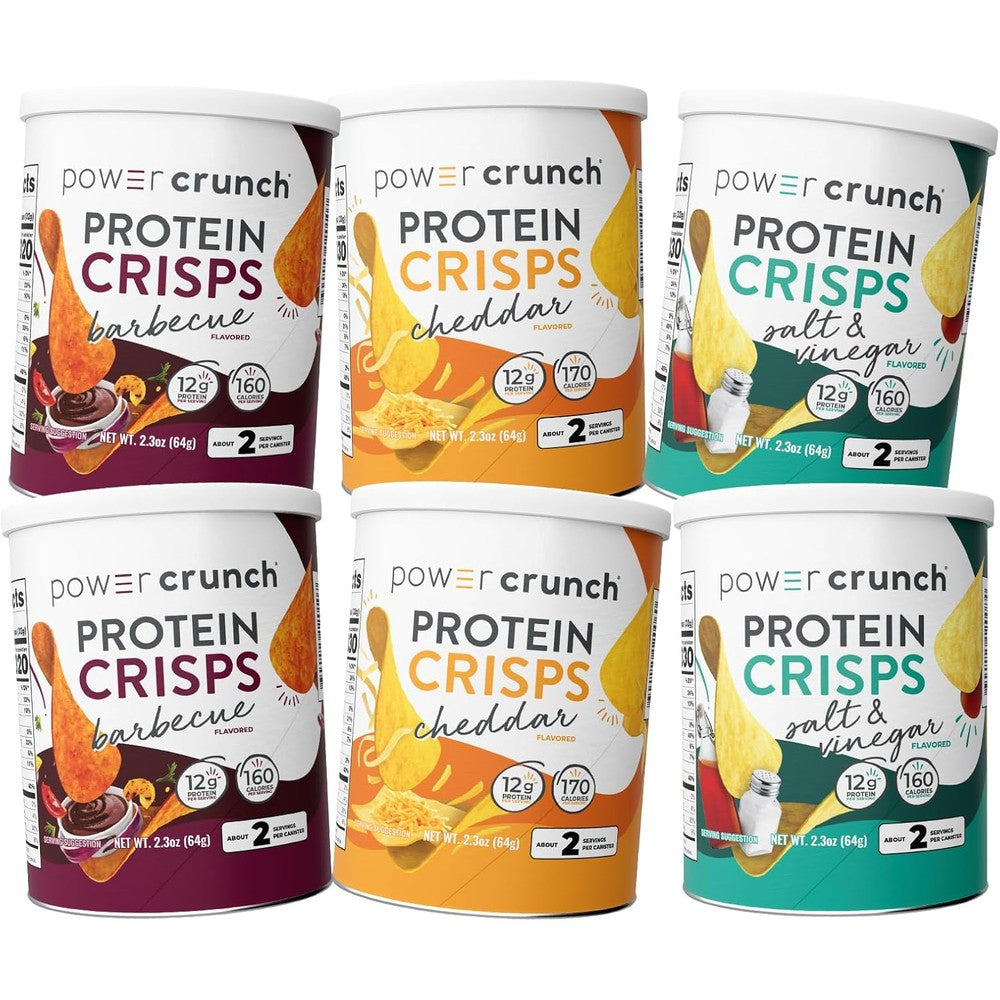 Power Crunch Protein Crisps Variety Pack front view showing 12g protein label.