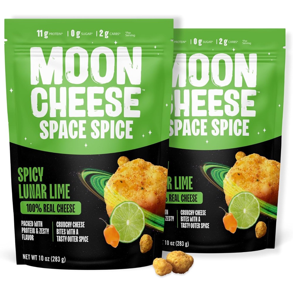 Moon Cheese Space Spice Spicy Lunar Lime front packaging view keto snack