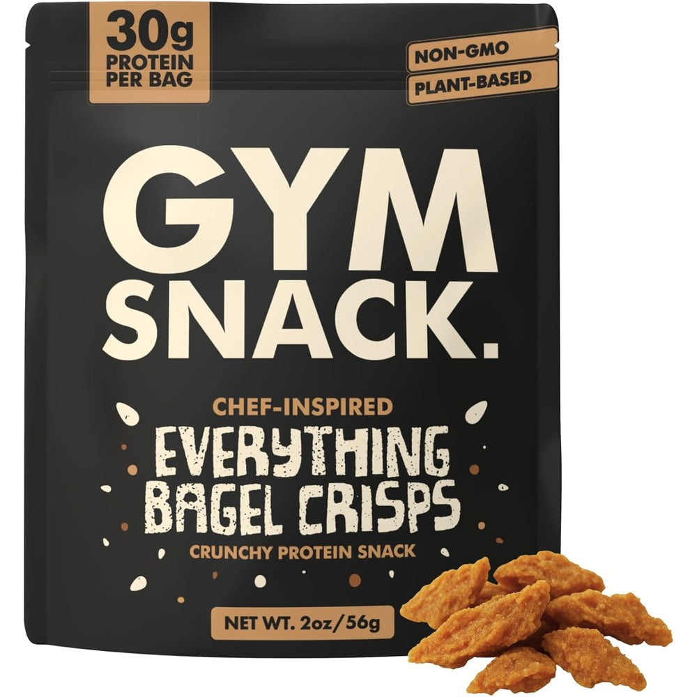 Gym Snack Everything Bagel Protein Crisps front packaging showing 30g protein claim.