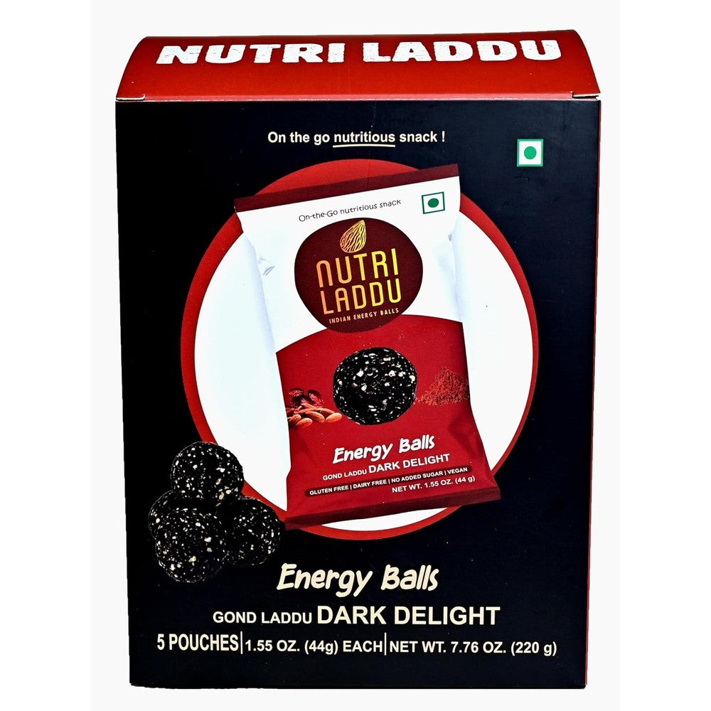 Nutri Laddu Dark Delight box front view keto energy balls