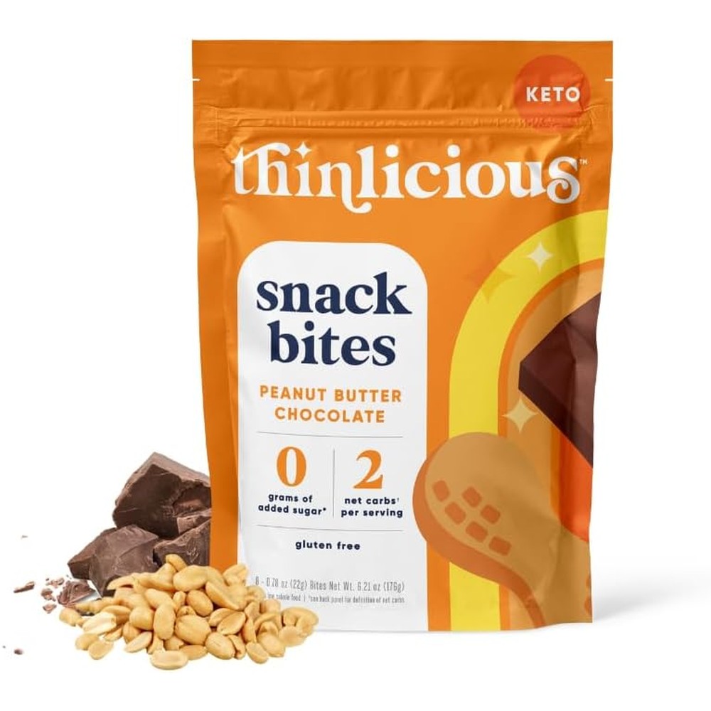 Thinlicious Peanut Butter Chocolate Chip Keto Snack Bites front packaging view