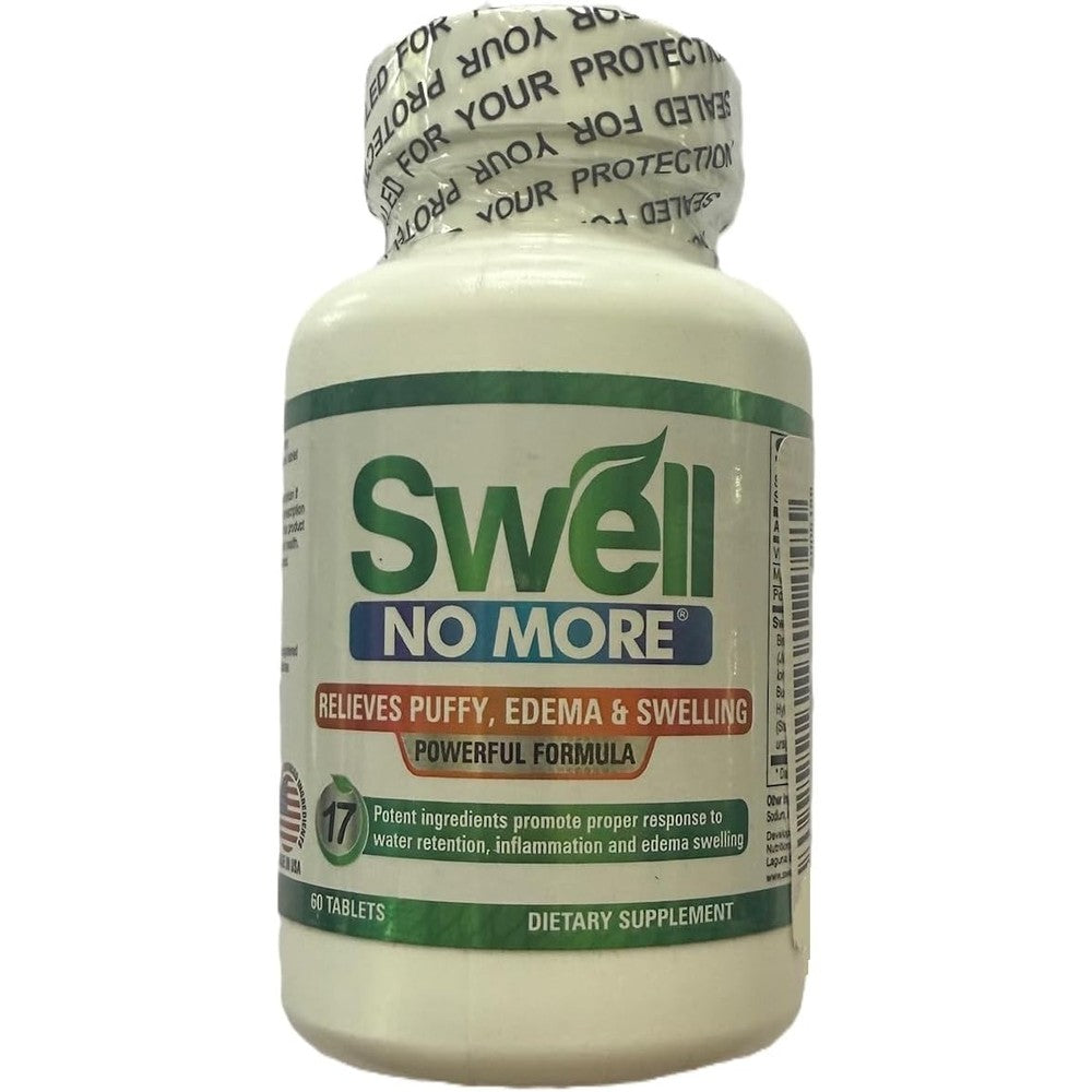 Swell No More for Water Retention, Dietary Supplement, 60 Tablets, Relieves Puffiness, Edema and Swelling