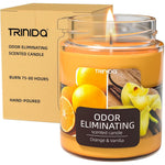 TRINIDa Orange and Vanilla Odor Eliminating Candle front view for home fragrance.